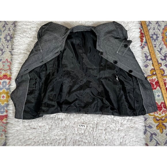 Calvin Klein Womens Safari Jacket Sz 4 Blazer Grey Short Sleeve 4 Pockets Linen - Picture 9 of 11